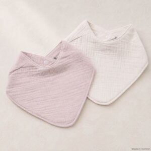 2er-Set Musselin Lätzchen/Halstuch für Babys – Altrosa & Beige