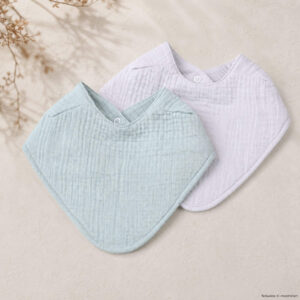 2er-Set Musselin Lätzchen/Halstuch für Babys – Grau & Mintgrün