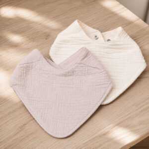 2er-Set Musselin Lätzchen/Halstuch für Babys – Sand & Naturton