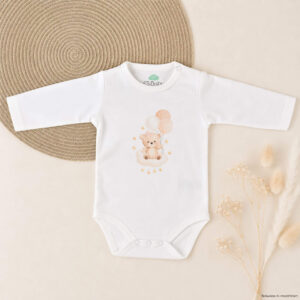 Babybody aus reiner Baumwolle – Bärenmotiv mit Ballons