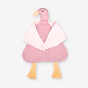 Schnuffeltuch für Babys – Bio-Musselin Ente in Altrosa