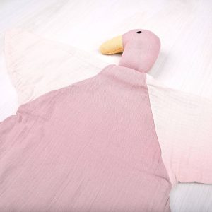 Schnuffeltuch für Babys – Bio-Musselin Ente in Altrosa