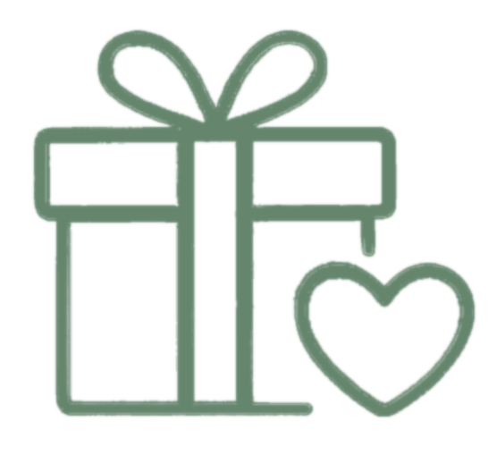 geschenk ikon in grün mit herz