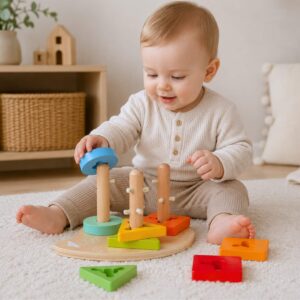 Buntes Steckspiel aus Holz – Ab 1 Jahr
